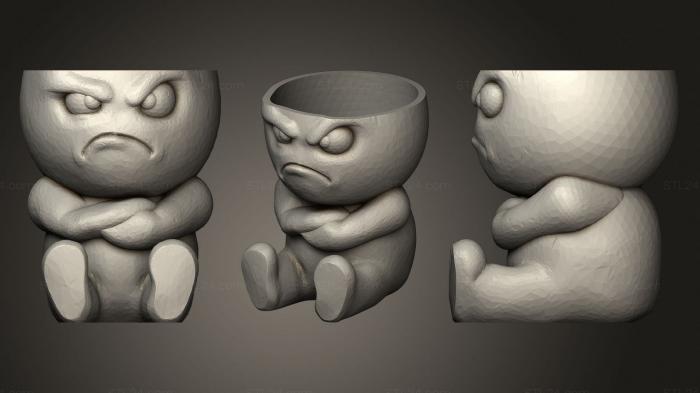 Vases (Grumpy Egg Planter bust, VZ_0532) 3D models for cnc