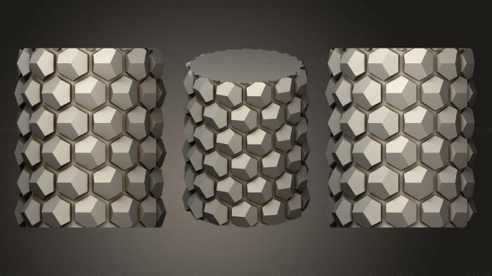 Vases (Honeycomb Vase Parametric H 130 Mm, VZ_0584) 3D models for cnc