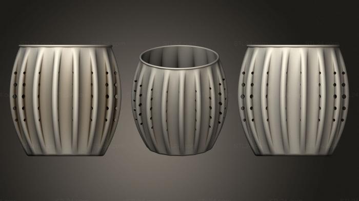 Vases (Larger Rib With Holes And Round Lip Round Vase, VZ_0628) 3D models for cnc