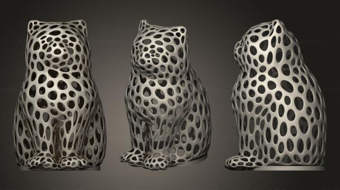 Vases (Laser Cat Voronoi Tealight Lantern, VZ_0630) 3D models for cnc