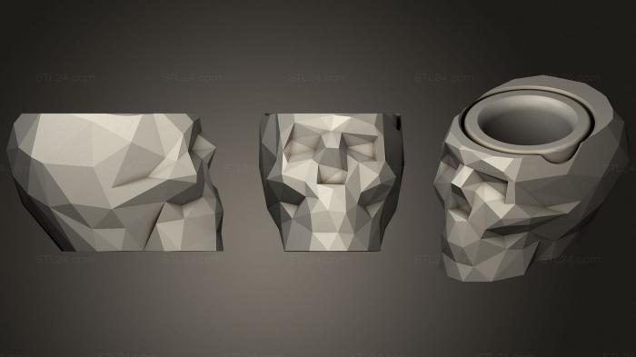 Vases (Low Poly SKULL Pot, VZ_0646) 3D models for cnc
