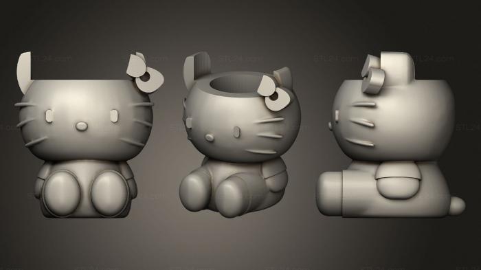 Vases (Mate hello kitty cuerpo completo, VZ_0741) 3D models for cnc