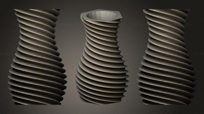 Vases ( Spiral Vase (3), VZ_0833) 3D models for cnc