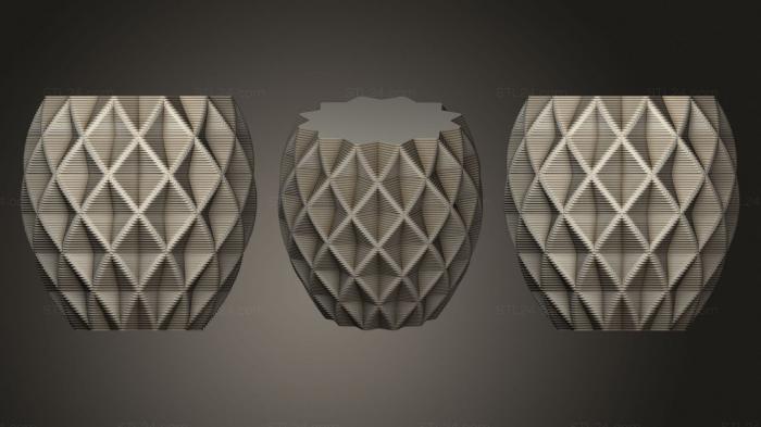 Вазы (Округлая Квадратная Чашка-ваза (2), VZ_0999) 3D модель для ЧПУ станка