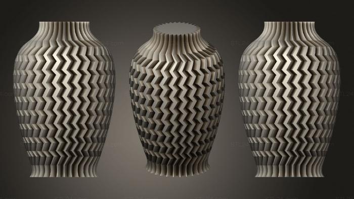 Вазы (Текстурированная ваза Зигзагообразной формы (режим вазы), VZ_1185) 3D модель для ЧПУ станка
