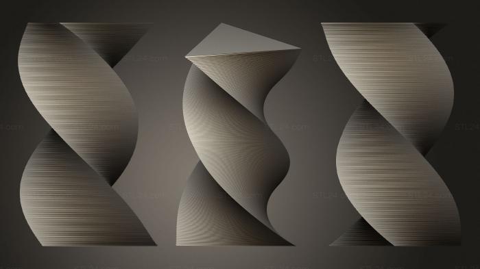 Vases (Triangular Twisted Vase, VZ_1199) 3D models for cnc