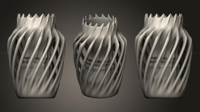 Vases (Twisted Cup, VZ_1203) 3D models for cnc