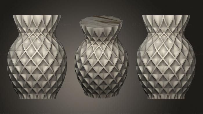 Vases (Twisted Pineapple Vase, VZ_1205) 3D models for cnc