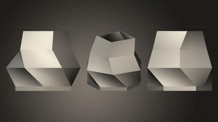 Vases (Twisted Polygon Vase, VZ_1206) 3D models for cnc