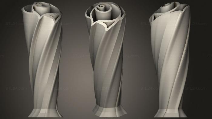Vases (Twisted Rose Vase, VZ_1208) 3D models for cnc
