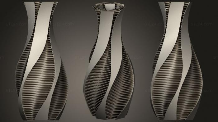 Vases (Twisted Vase With Strands, VZ_1211) 3D models for cnc