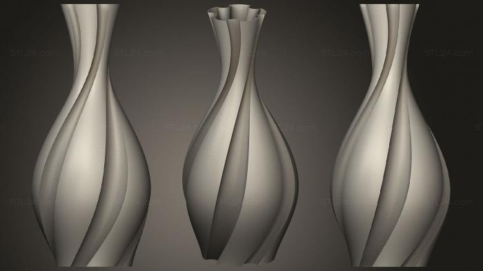 Vases (Vase Twisted 5 Flute, VZ_1273) 3D models for cnc
