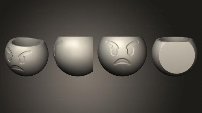 Vases (Emoji Bravo Parede Aberto, VZ_1319) 3D models for cnc