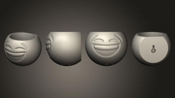 Vases (Emoji Gargalhada 1 Parede Aberto Furo Suporte, VZ_1323) 3D models for cnc