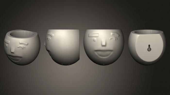 Вазы (Emoji Oval 4 Parede Aberto Furo Suporte Parafuso, VZ_1340) 3D модель для ЧПУ станка