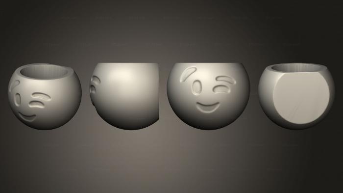 Vases (Emoji Piscada Parede Aberto, VZ_1343) 3D models for cnc