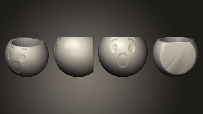 Vases (Emoji Surpreso Parede Aberto, VZ_1348) 3D models for cnc
