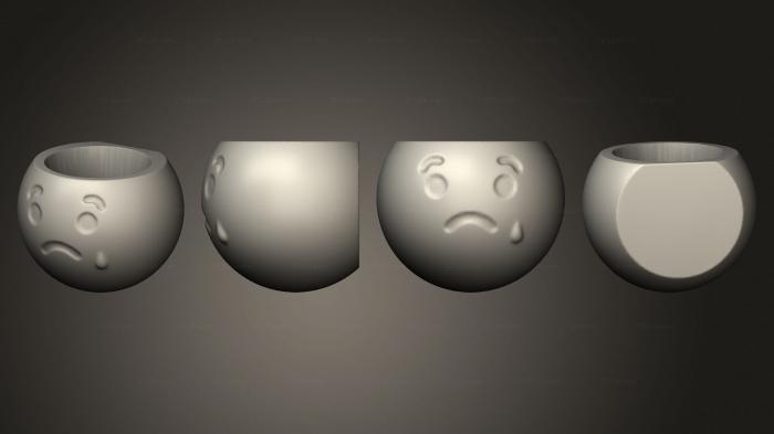 Вазы (Emoji Triste Parede Aberto, VZ_1350) 3D модель для ЧПУ станка