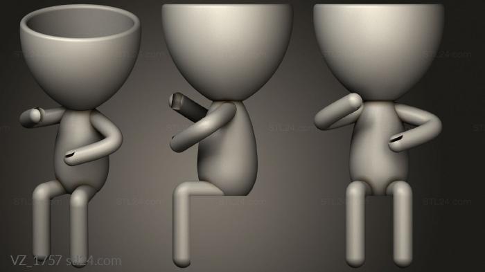 Vases (Vasos cafe vaso sentado sem xicara, VZ_1757) 3D models for cnc