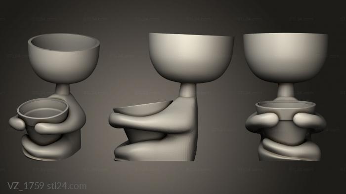 Vases (Vasos PERNA CRUZADA Cabeca, VZ_1759) 3D models for cnc