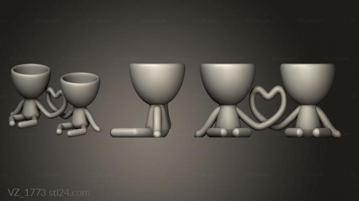Vases (vasos Vaso namorados, VZ_1773) 3D models for cnc