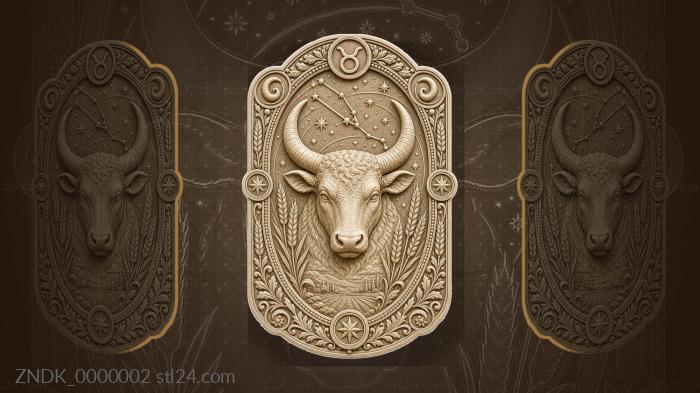 Taurus - mighty bull and constellation stars 3d STL model