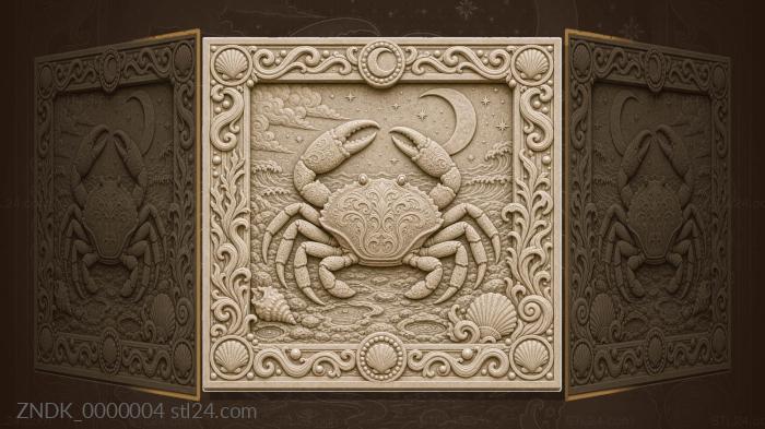 Panels Zodiac Signs (Cancer - a crescent moon and waves, ZNDK_0000004) 3D models for cnc