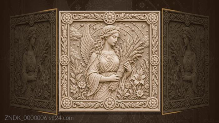 Panels Zodiac Signs (Virgo - girl with an ear of corn and wings, ZNDK_0000006) 3D models for cnc