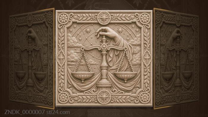 Panels Zodiac Signs (Libra - cups in balance and hand, ZNDK_0000007) 3D models for cnc