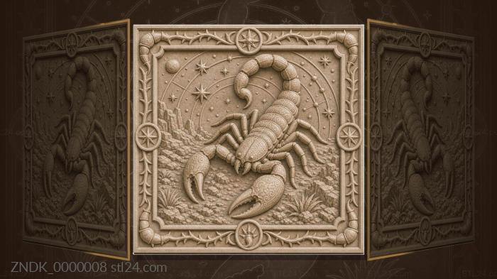 Panels Zodiac Signs (Scorpio - raised stinger and stars, ZNDK_0000008) 3D models for cnc