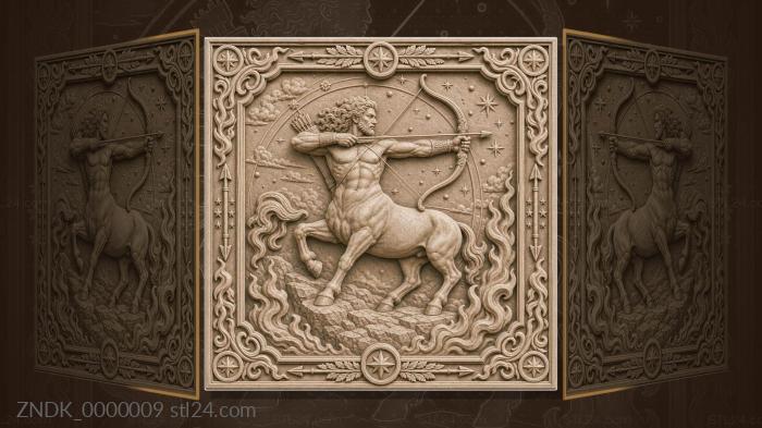 Panels Zodiac Signs (Sagittarius - centaur archer and drawn bow, ZNDK_0000009) 3D models for cnc