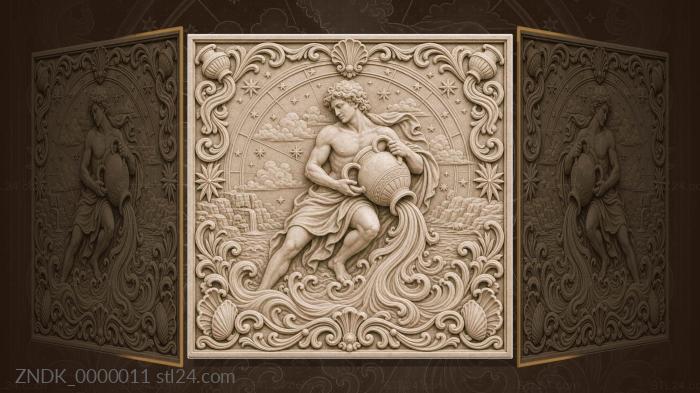 Aquarius - a young man with a jug and pouring water 3d STL model