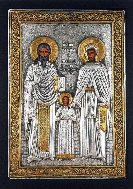 Икона греческое слово. Святых мучеников митиленских: Рафаила, Николая и Ирины. Икона Николая и Рафаила. Икона Рафаилу Николаю и Ирине. Святой Рафаил человек в Греции